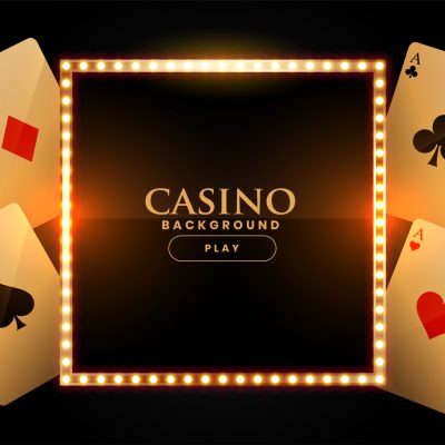 casino background with cards and golden frame